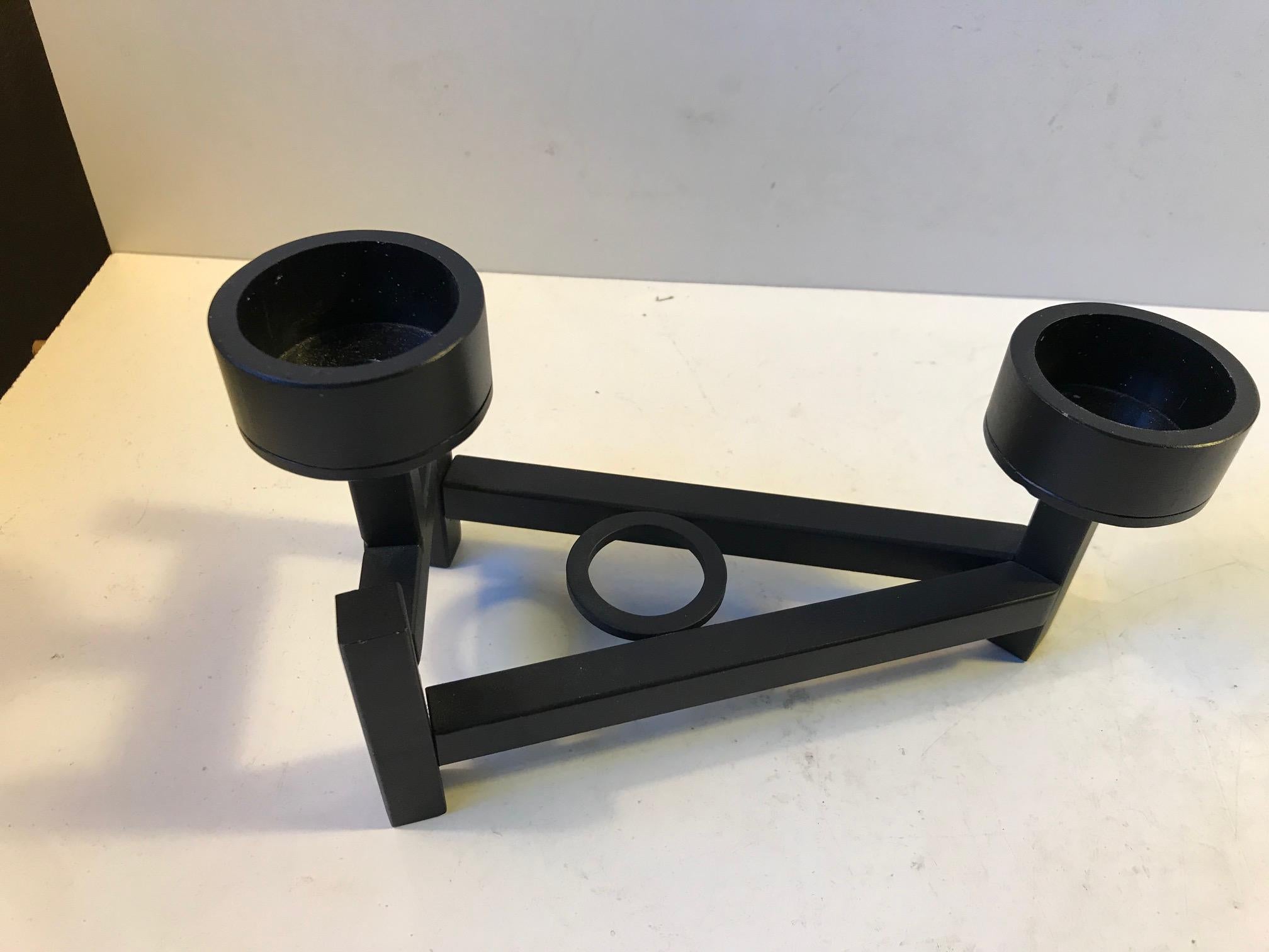Black Danish Brutalist Candleholder from Dantoft Kunstartikler, 1970s In Good Condition In Esbjerg, DK