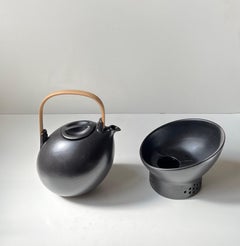 Black Danish Minimalist Teapot & Warmer by Per Rehfeldt for Søholm
