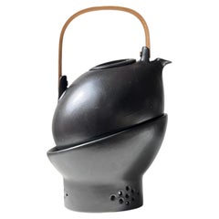 Black Danish Minimalist Teapot & Warmer by Per Rehfeldt for Søholm