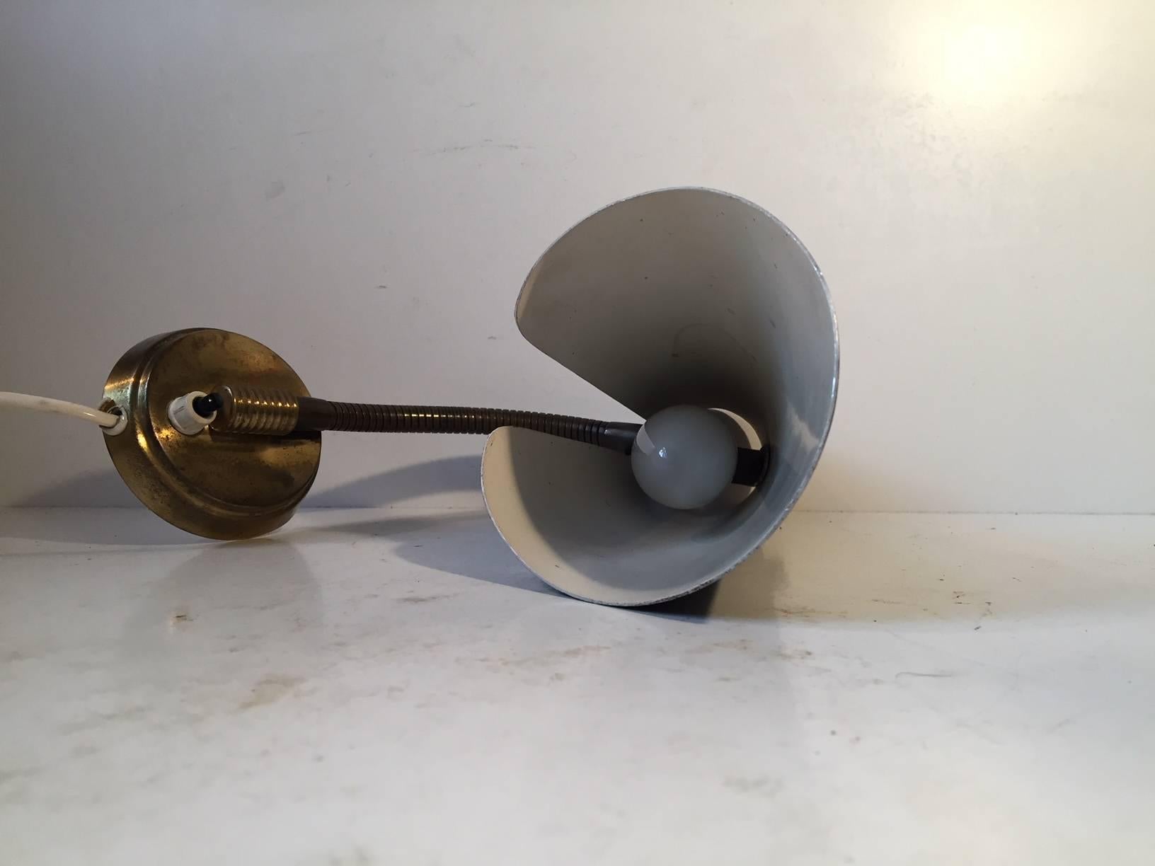 Black Danish Wall Lamp with Brass Detailing by Fog & Mørup, 1950s In Good Condition In Esbjerg, DK