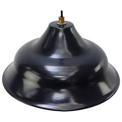 Lampade a sospensione in ottone e smalto blu scuro nero