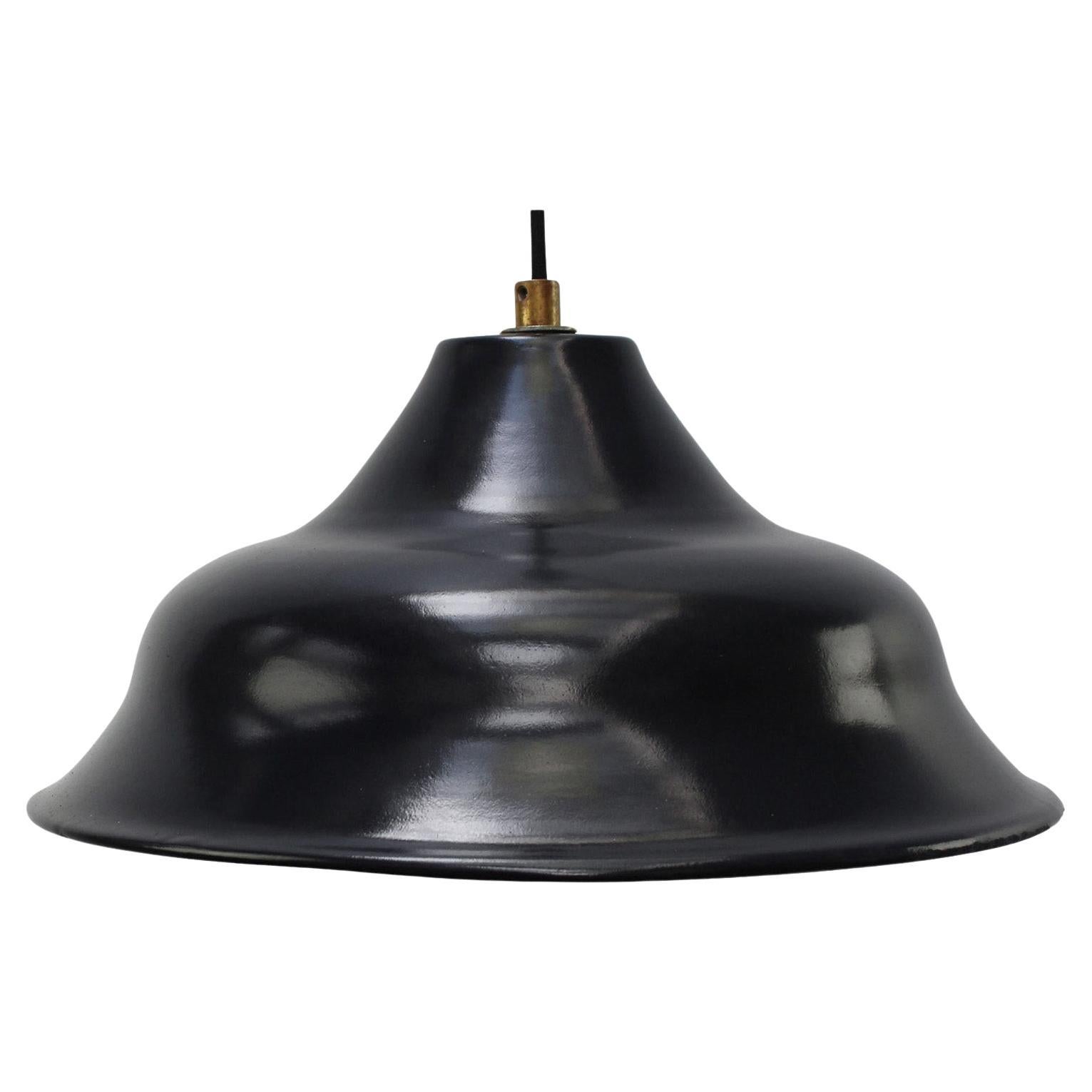 Lampade a sospensione in ottone con smalto blu scuro e nero in vendita