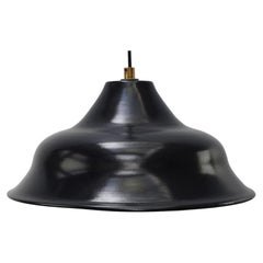 Lampade a sospensione in ottone e smalto blu scuro nero