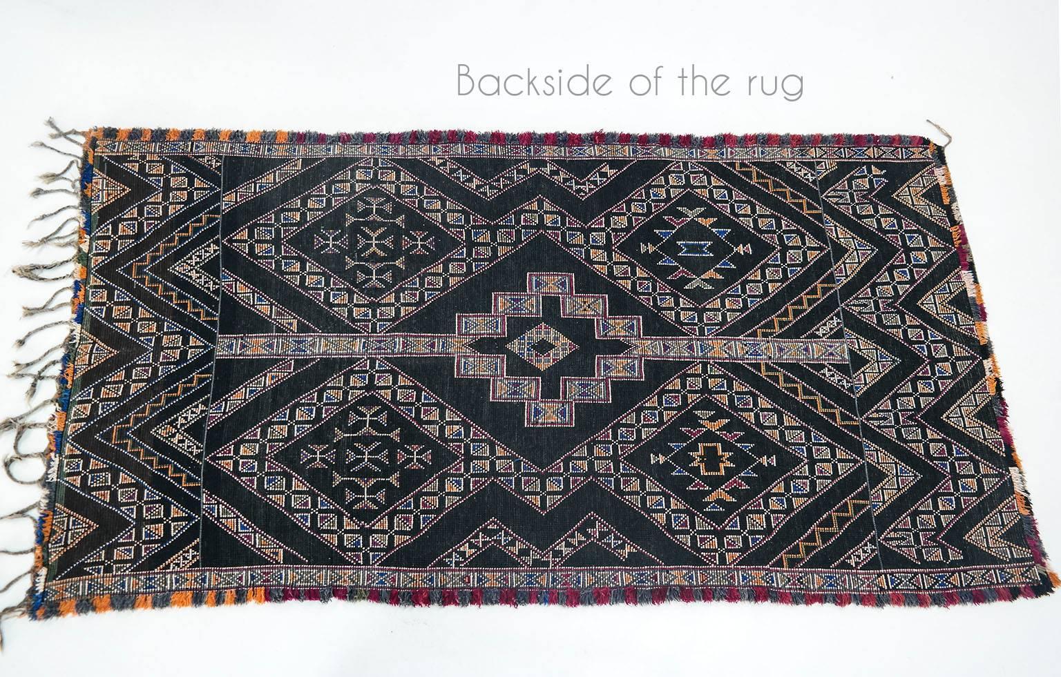 Black - dark Brown Vintage Moroccan Rug Beni MGuild For Sale 7