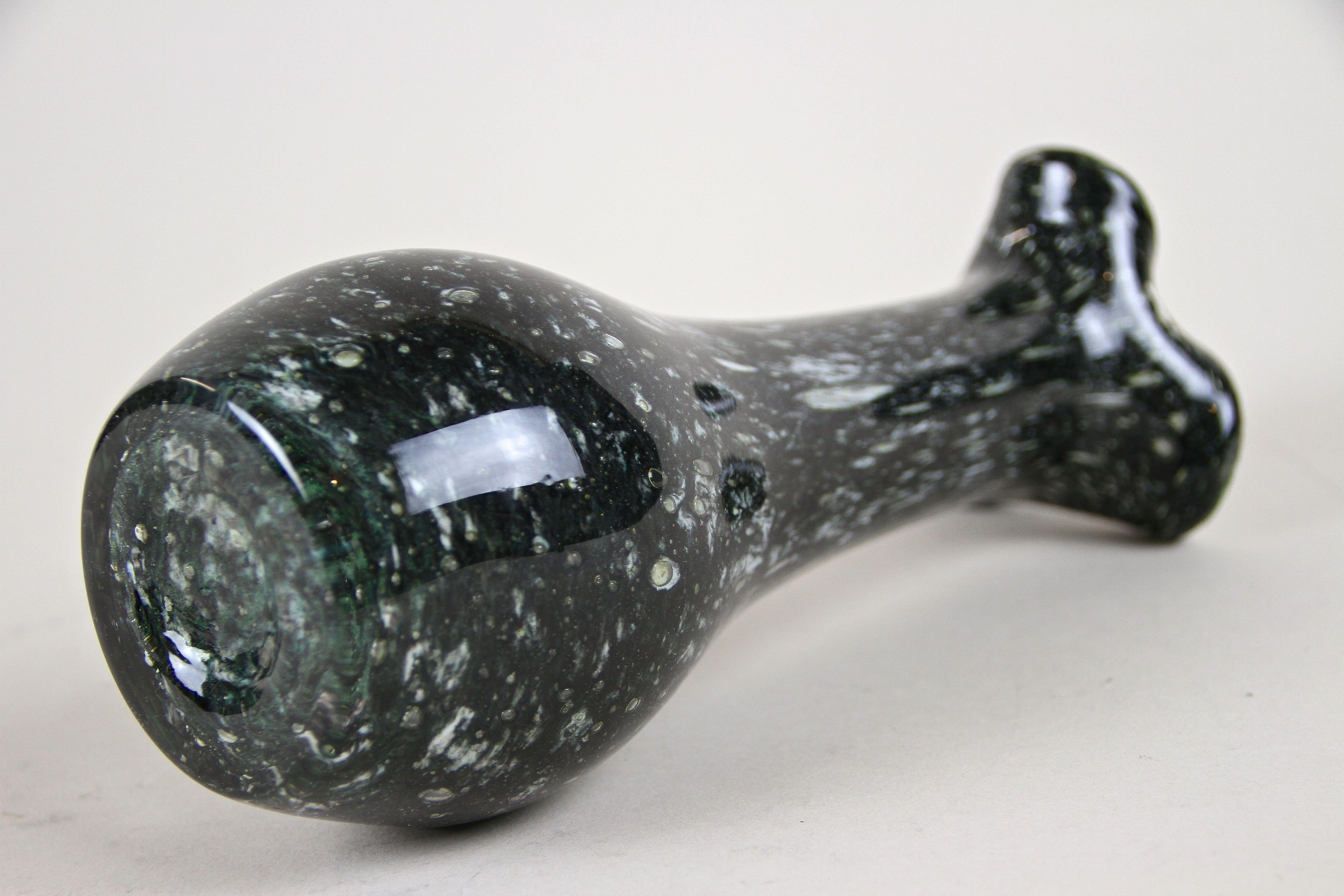 Black/ Dark Green Murano Glass Vase, Italy circa 1970 5