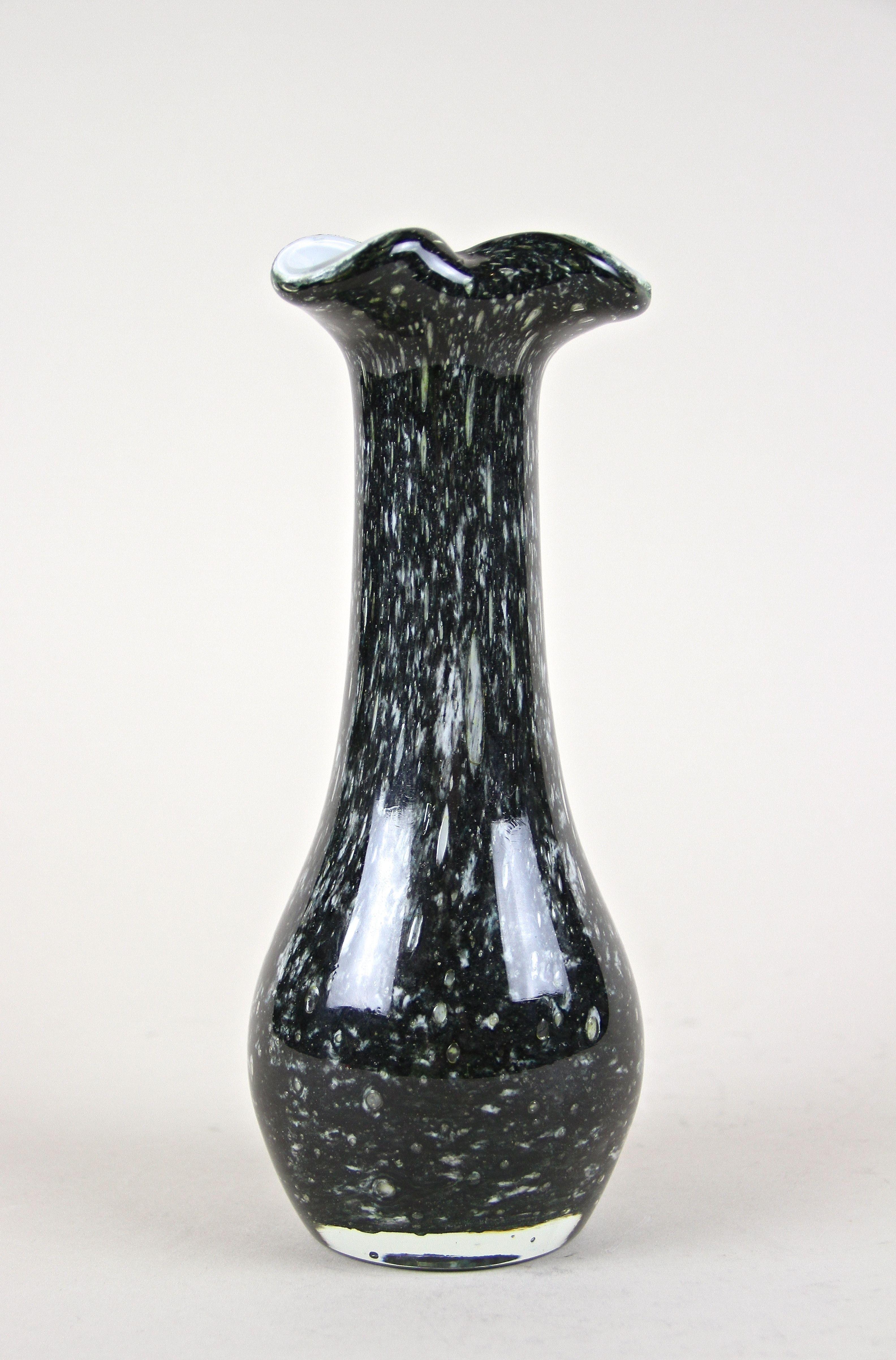 Italian Black/ Dark Green Murano Glass Vase, Italy circa 1970