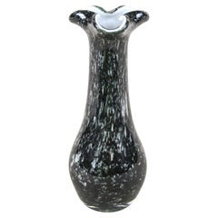 Jarrón de cristal de Murano negro/verde oscuro, Italia circa 1970