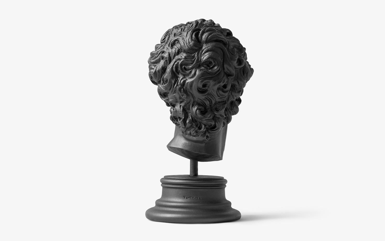 Classical Greek Black David Bust Museum Replica Cultured Marble 'Florence Accademia G.' 12.3