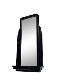 Black Deco Skyscraper Style Wall Mirror With Shelf
