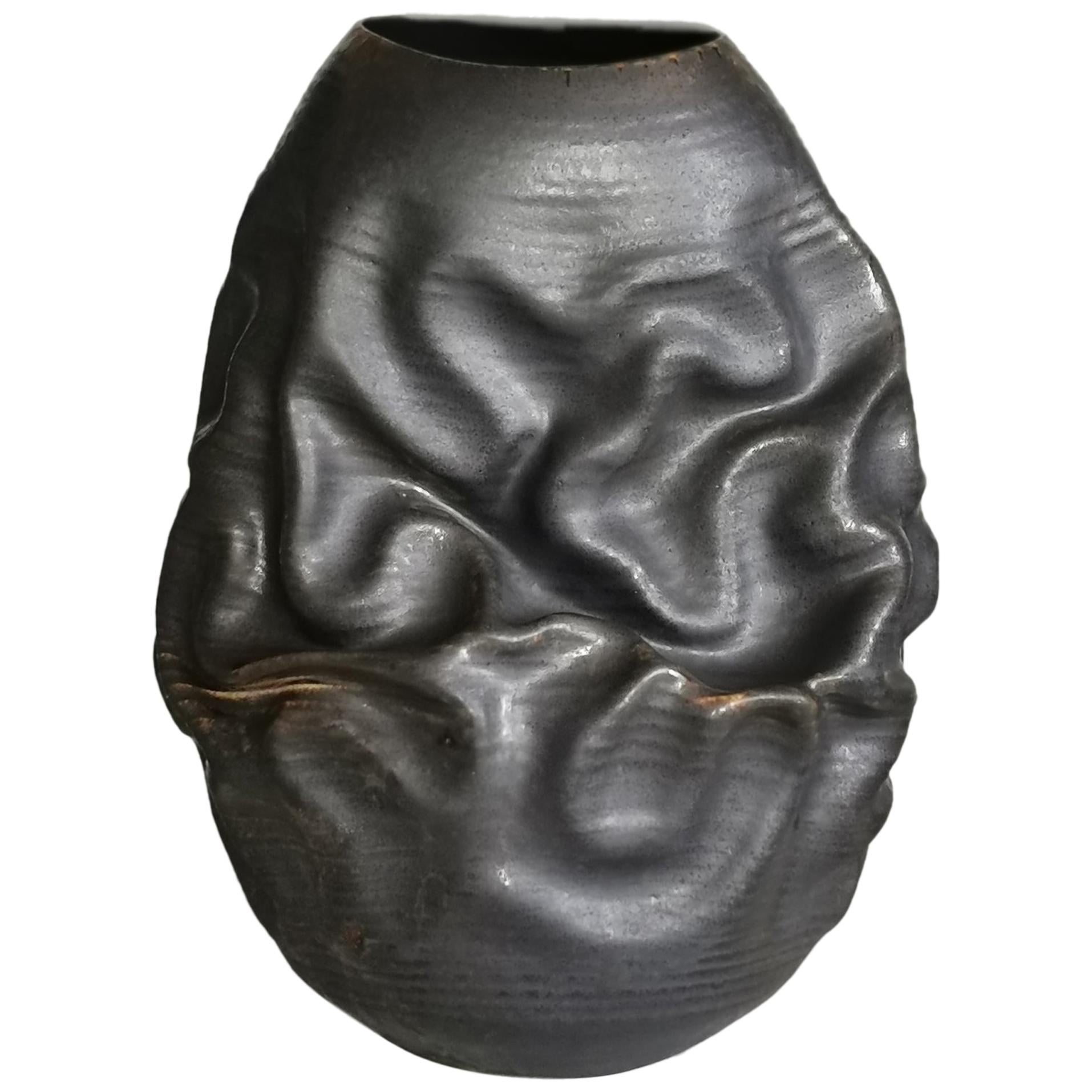 Black Dehydrated Form, Vase, Interior Sculpture or Vessel, Objet D'Art