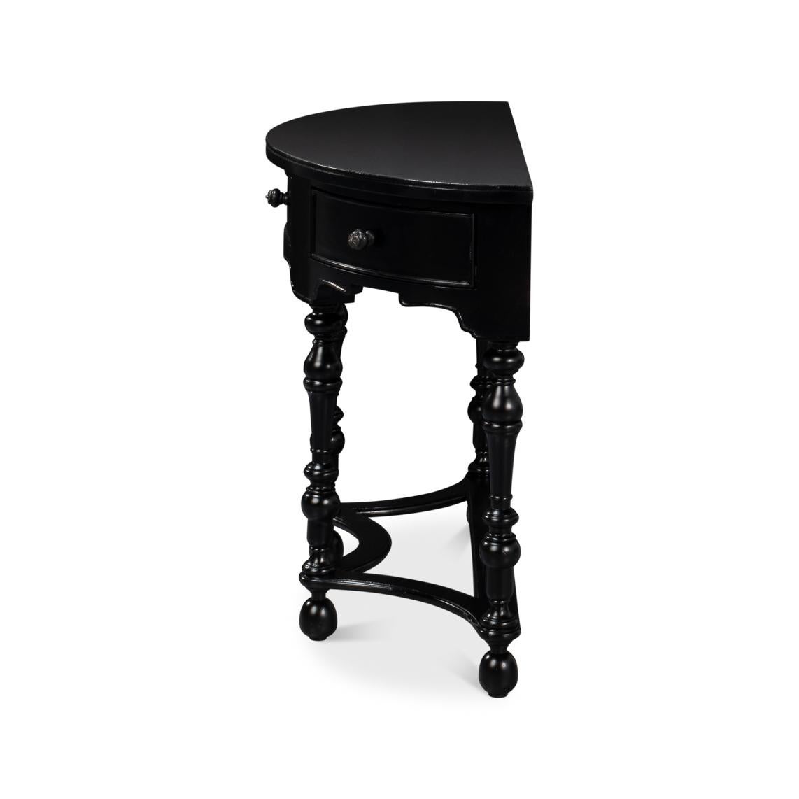 Black Demilune Console Table with Drawers For Sale 3