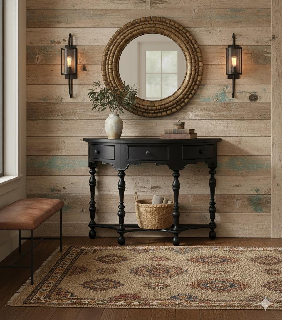 Demilune Console Table with Drawers showcases English William and Mary influenced design, blending traditional craftsmanship with a bold modern finish. Its graceful half-moon top and scalloped apron rest on finely turned legs, connected by a