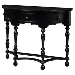 Black Demilune Console Table with Drawers