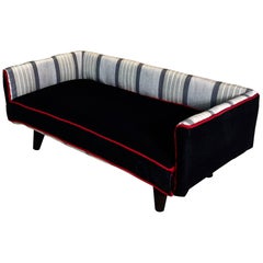 Black Denim and Stripe Midcentury Dogbed