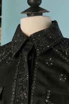 Black denim mini dress with rhinestone ALEXANDRE VAUTHIER