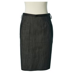 Black denim skirt with laced in the bottom back Gaultier 2 