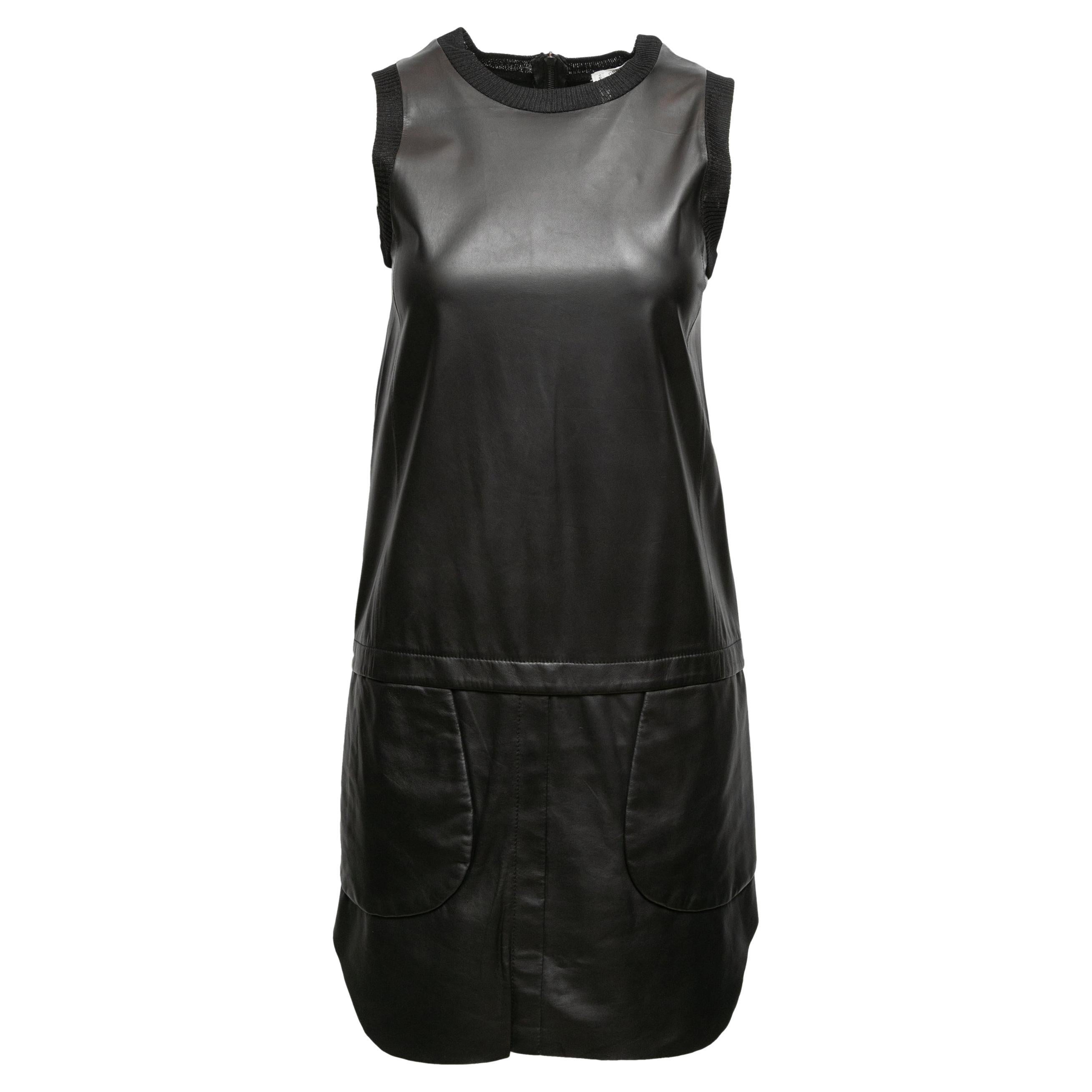 Vestido de piel sin mangas negro Derek Lam 10 Crosby Talla US 0 en venta