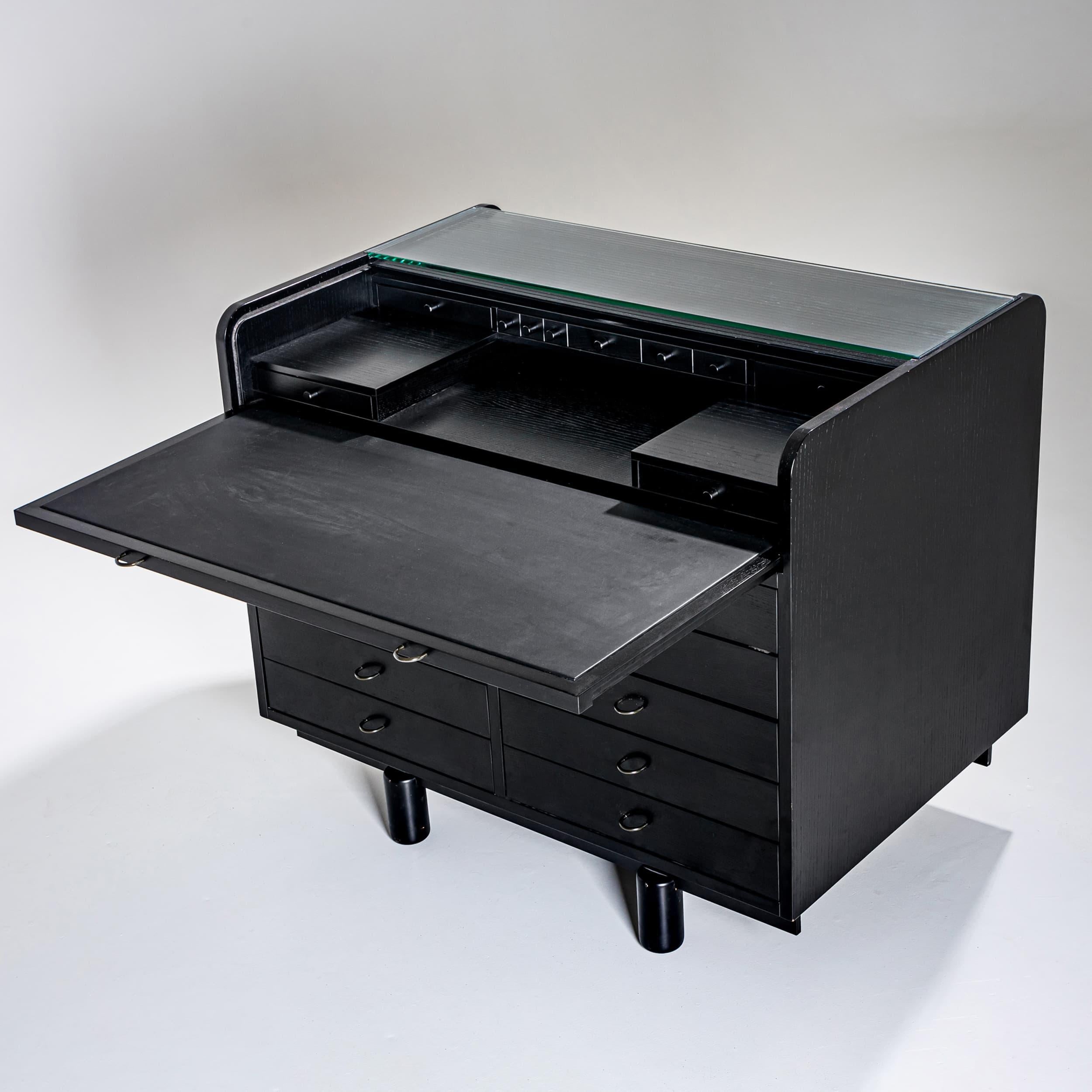 Wood Black Desk by Gianfranco Frattini for Bernini, Italy, 1960s For Sale