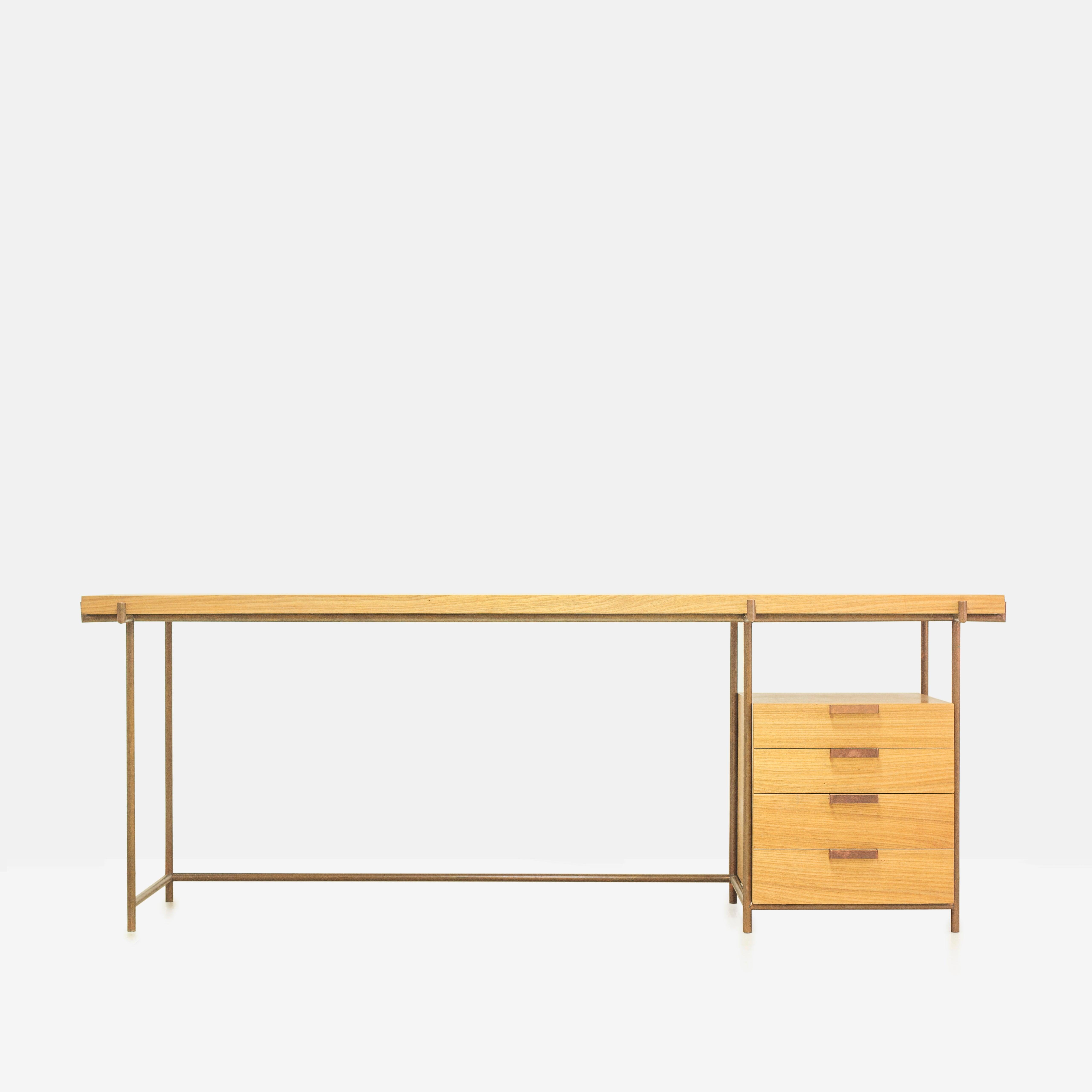 Large Black Desk Files Drawers, Wood Metal, Brazilian Mid-Century Modern Style For Sale 6