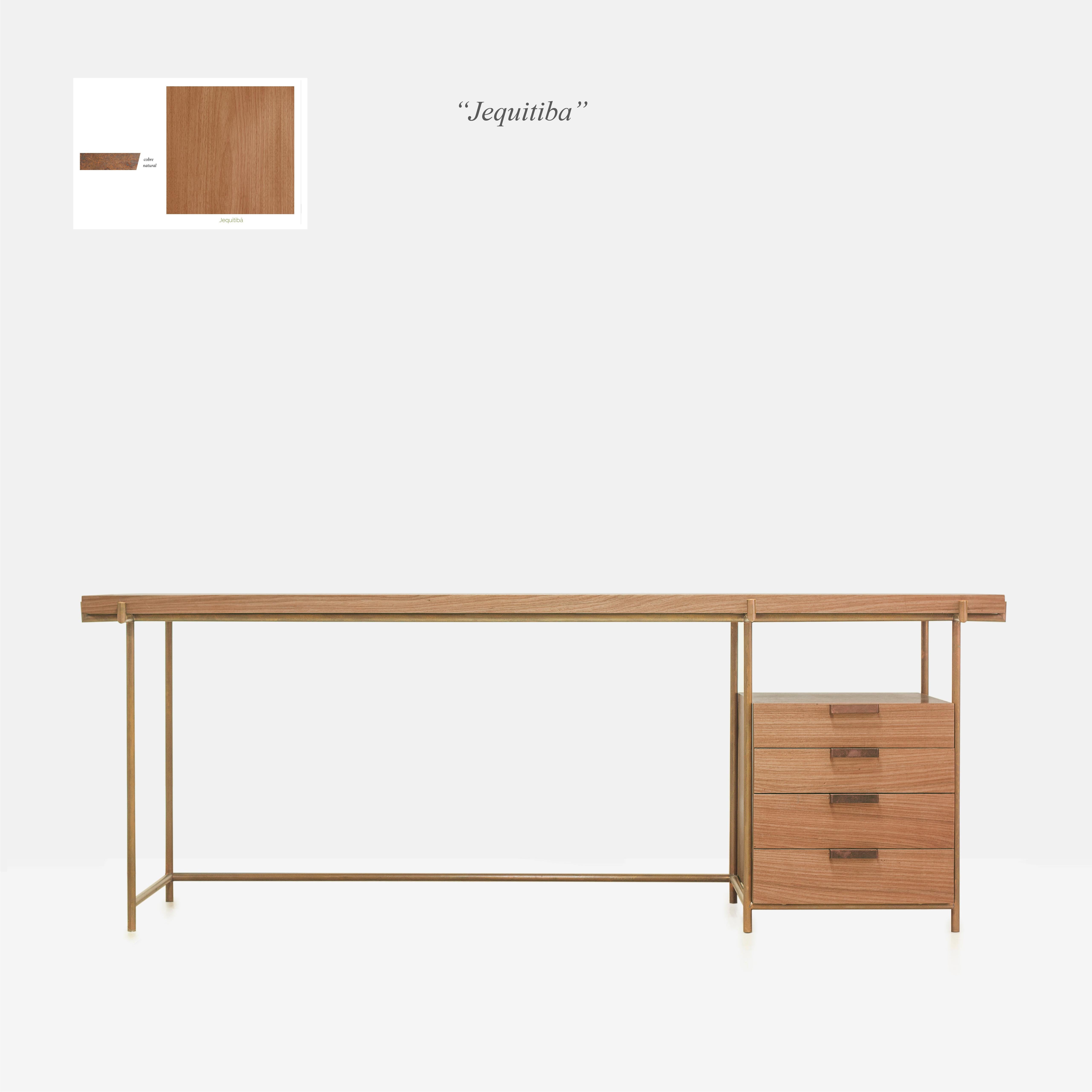 Large Black Desk Files Drawers, Wood Metal, Brazilian Mid-Century Modern Style For Sale 7