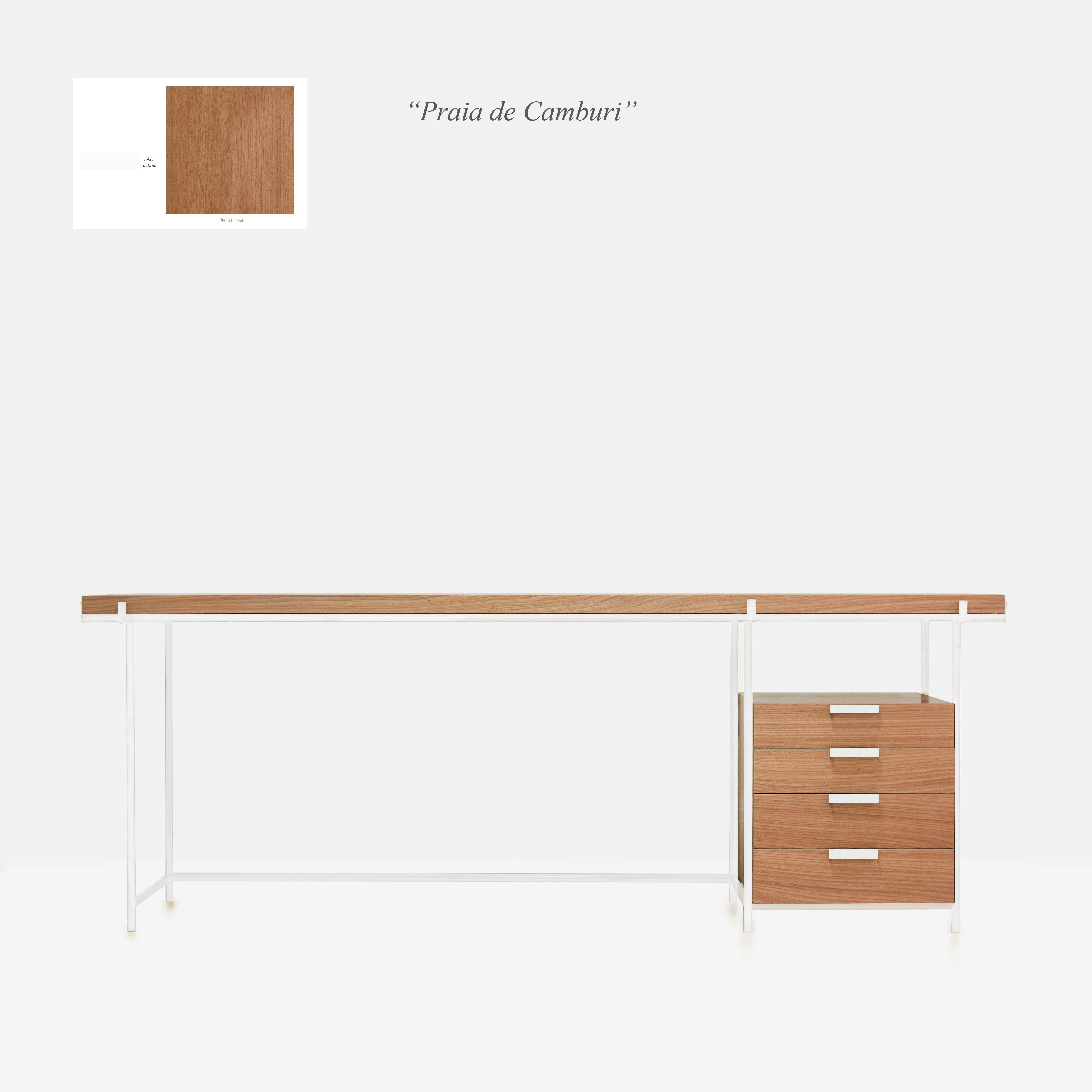 Large Black Desk Files Drawers, Wood Metal, Brazilian Mid-Century Modern Style For Sale 8