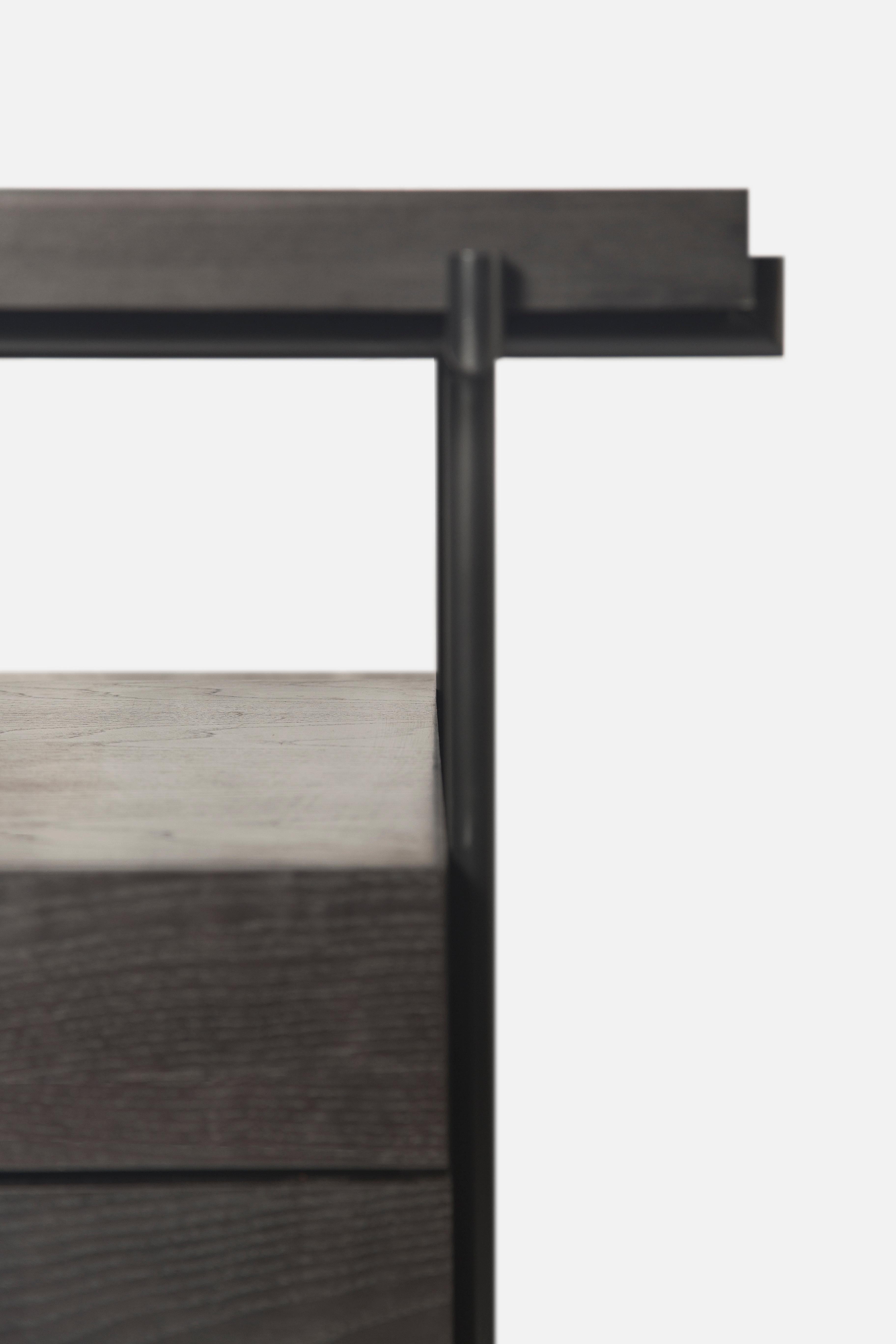 Laminated Black Desk Files Drawers Wood metal, Mid-Century Modern style inspired