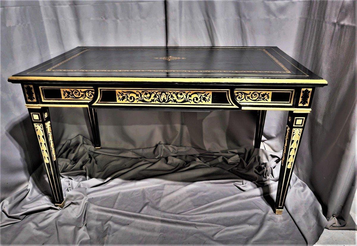 Bronze Black Desk Table, Boulle Style Napoleon III, France, 19th Century