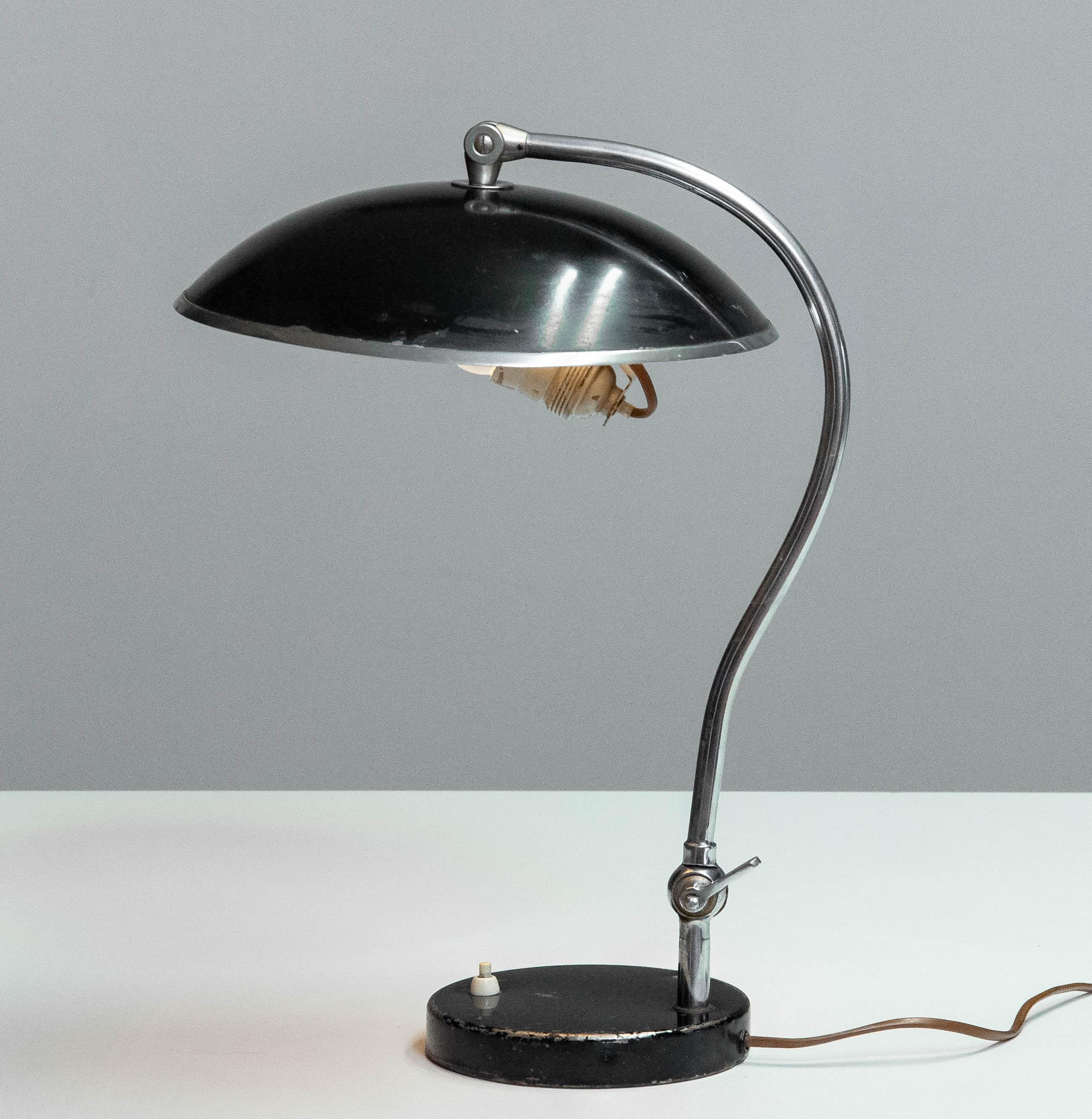 Metal Black Desk / Table Lamp by Boréns Model 528 Simular to Svenskt Tenn 8528, 1930s For Sale