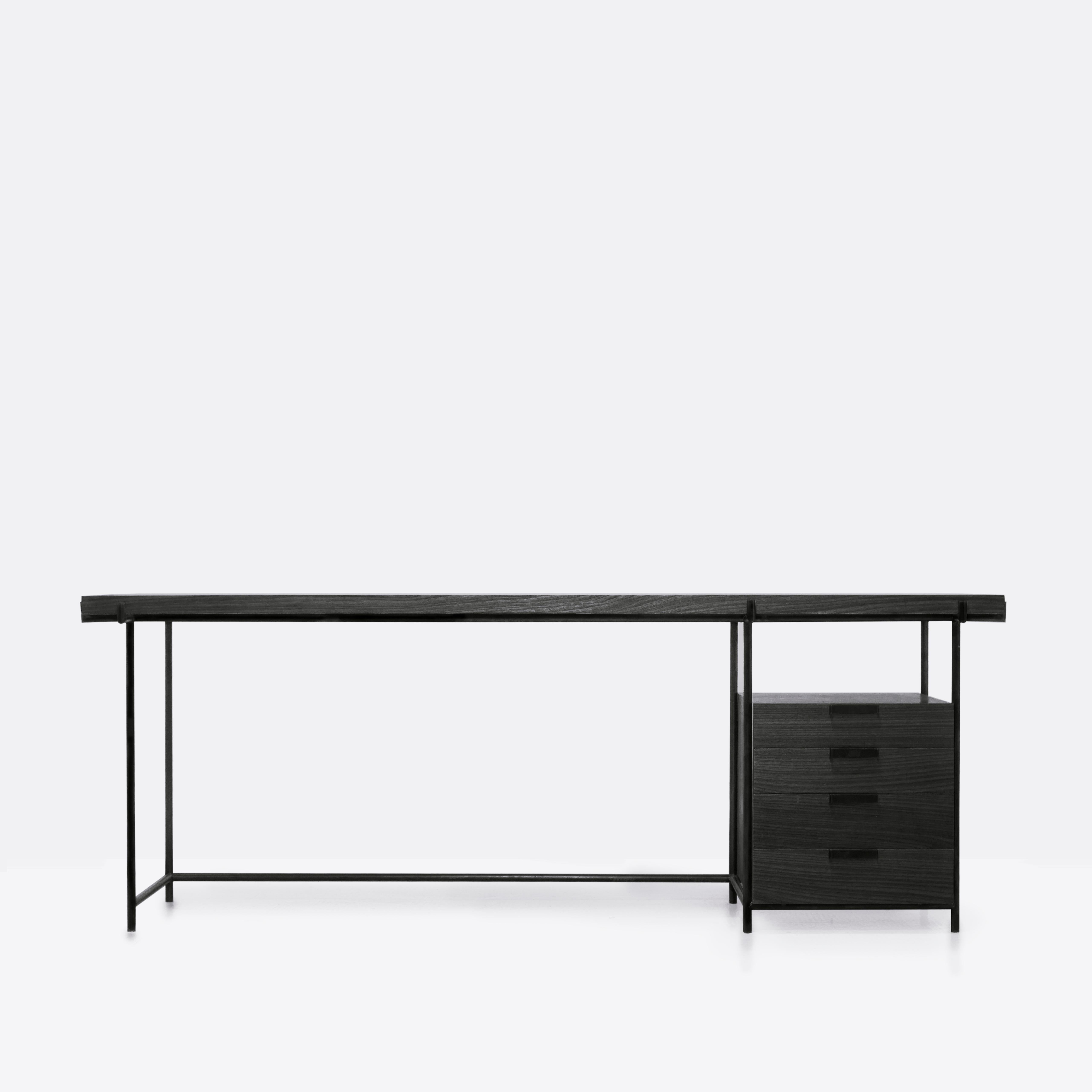 Marajoara desk with drawers and files (optional) is a study on Mid Century Modern utilitarian furniture, with Brazilian Native Arte Reference.

In tribute to Lina Bo Bardi's design, this desk has a mixed esthetic of Mid Century Modernism with a