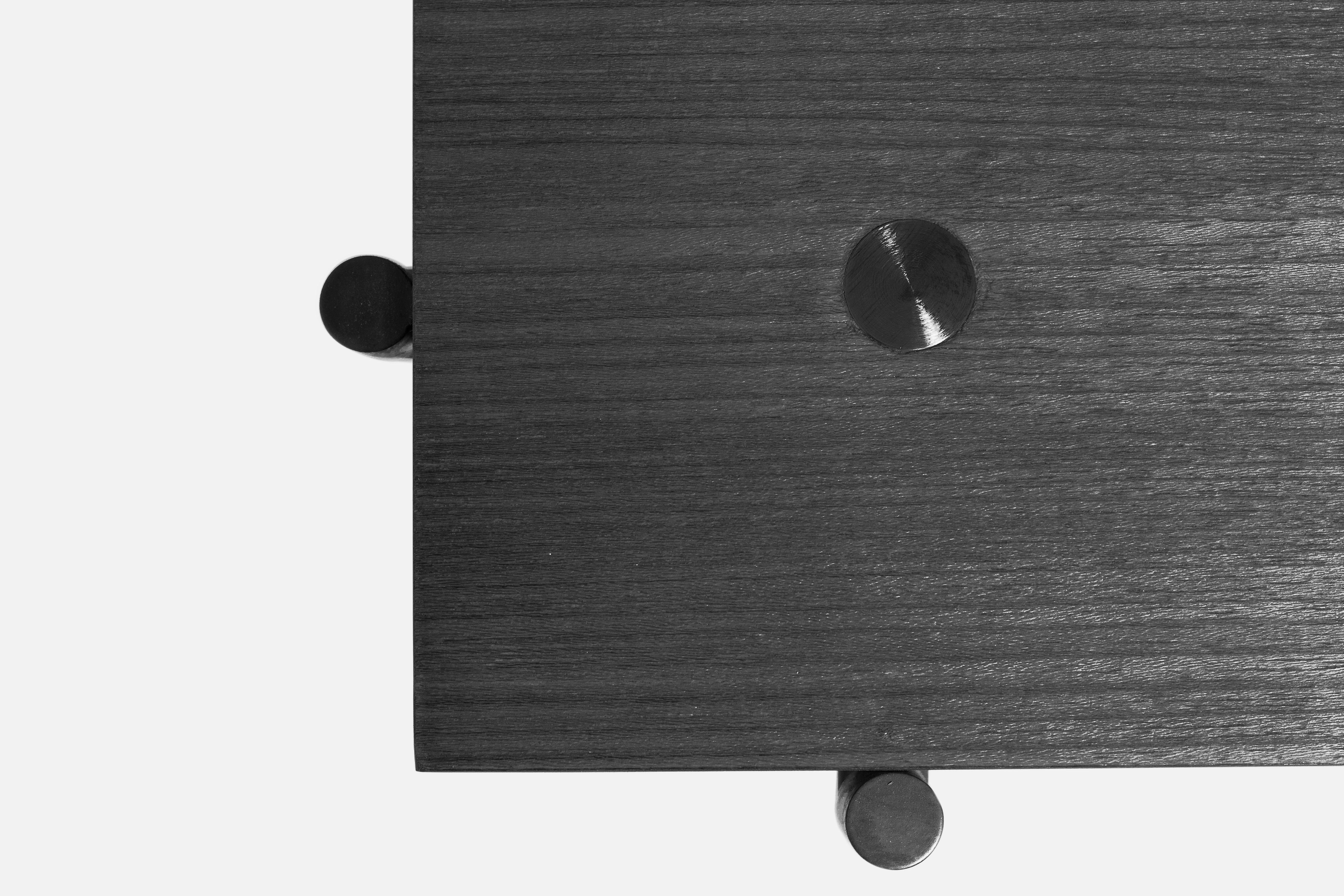 Bureau noir avec tiroir, pieds en bois et métal, style brésilien Modernity en vente 2