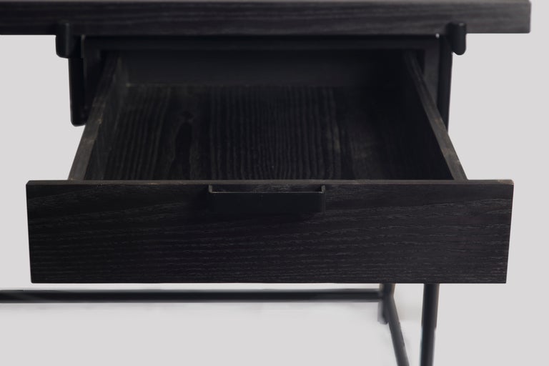 Black Desk with Drawer, Wood and Metal Legs, Brazilian Mid-Century Modern Style For Sale 6