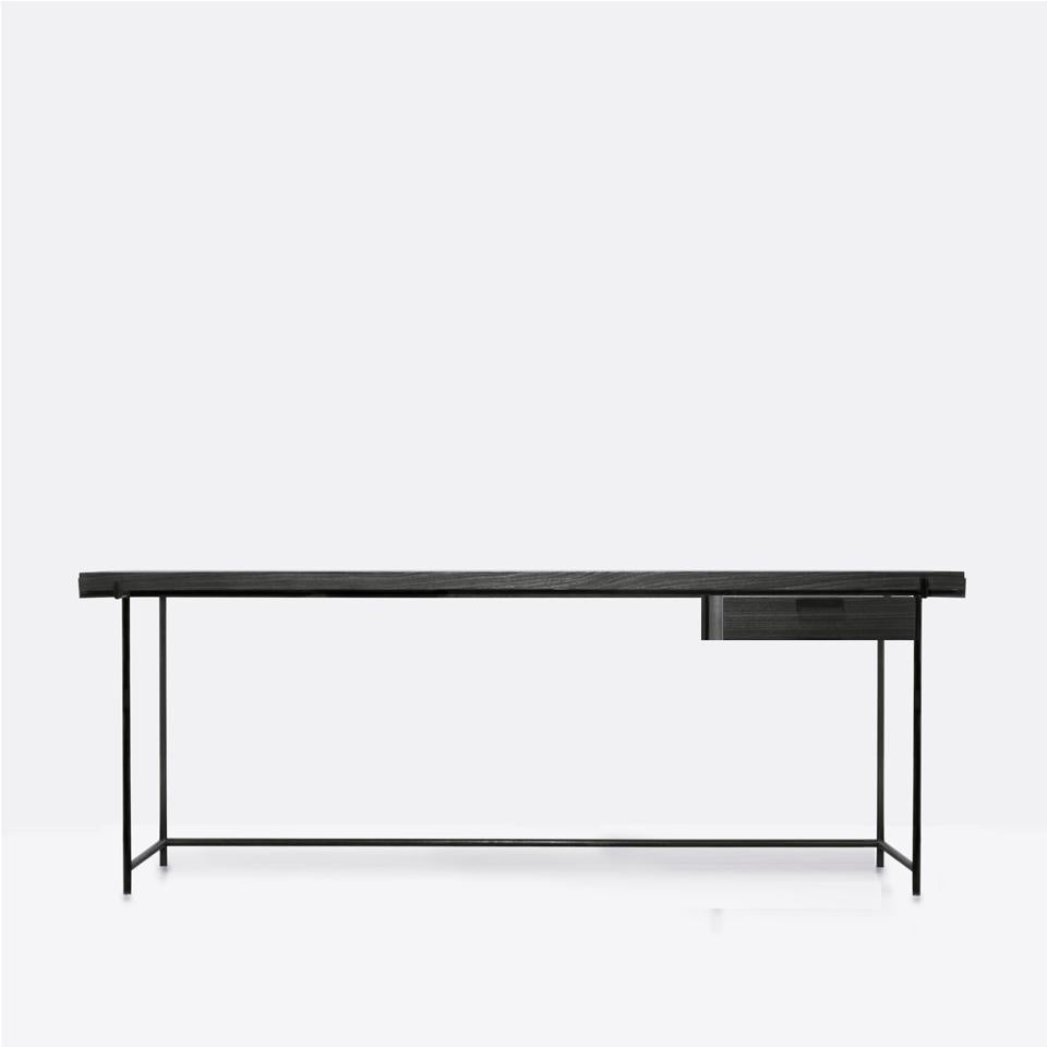 Black Desk with Drawer, Wood and Metal Legs, Brazilian Mid-Century Modern Style For Sale 2