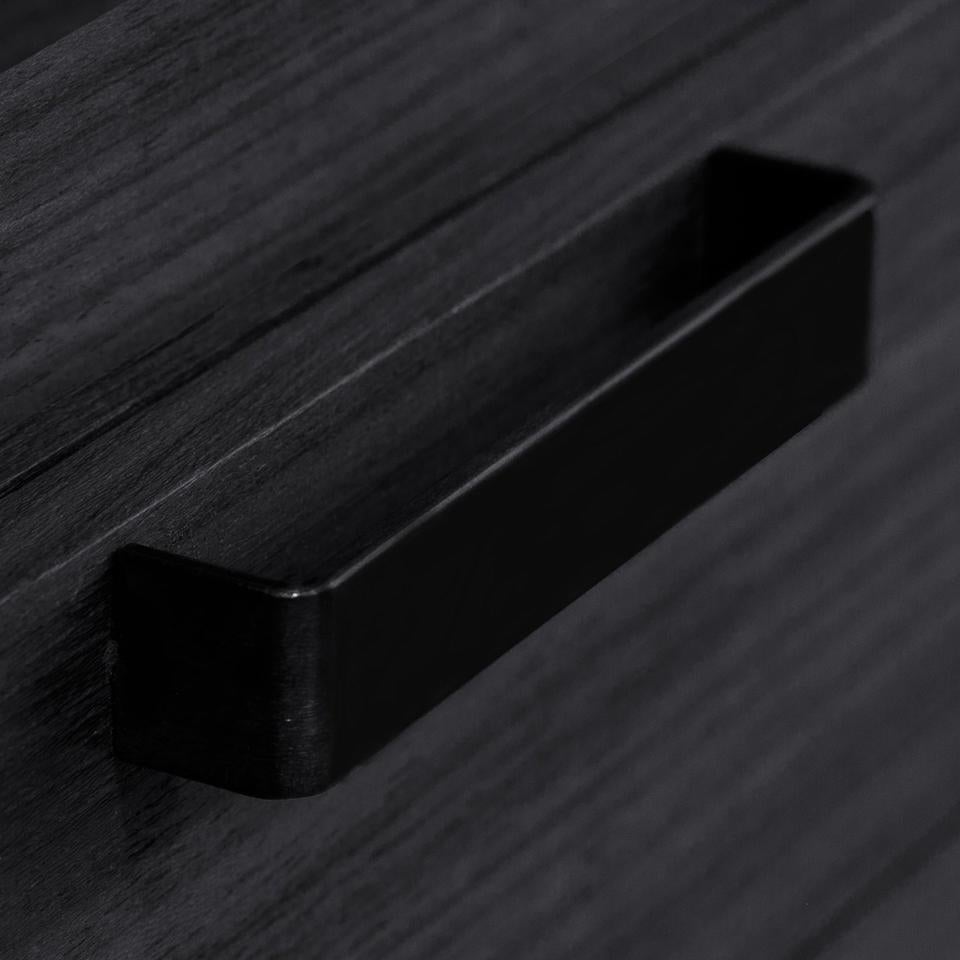 Bureau noir avec tiroir, pieds en bois et métal, style brésilien Modernity en vente 1