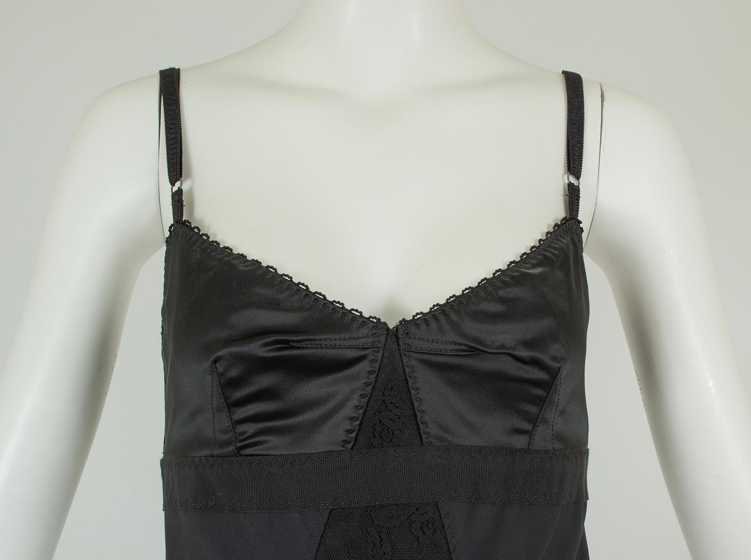 Schwarzes D&G Dolce & Gabbana Bodycon-Slipkleid mit Satin-BH - 40, 2001 im Angebot 6