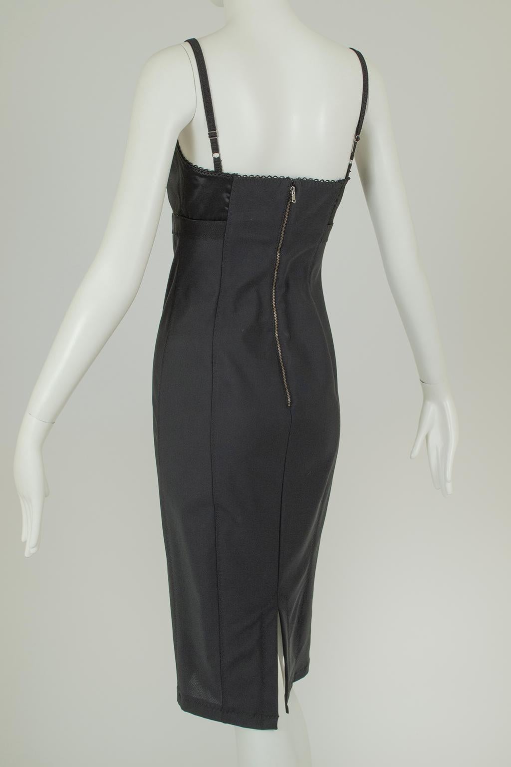 Schwarzes D&G Dolce & Gabbana Bodycon-Slipkleid mit Satin-BH - 40, 2001 für Damen oder Herren im Angebot