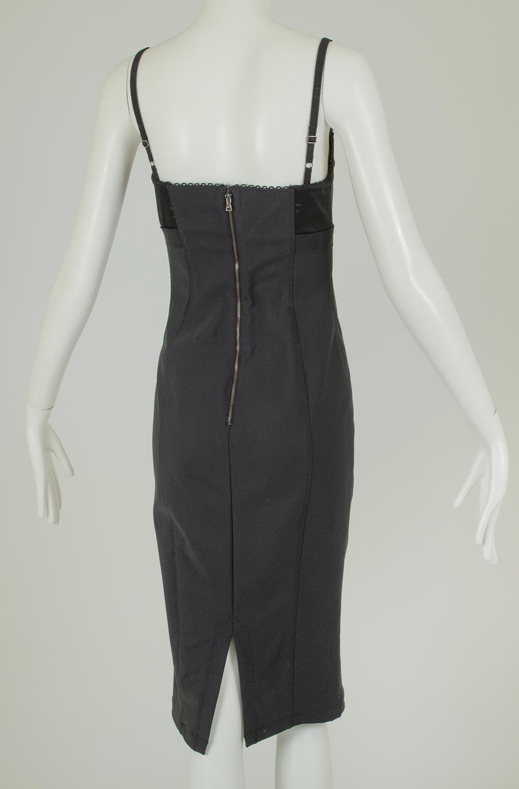 Schwarzes D&G Dolce & Gabbana Bodycon-Slipkleid mit Satin-BH - 40, 2001 im Angebot 1