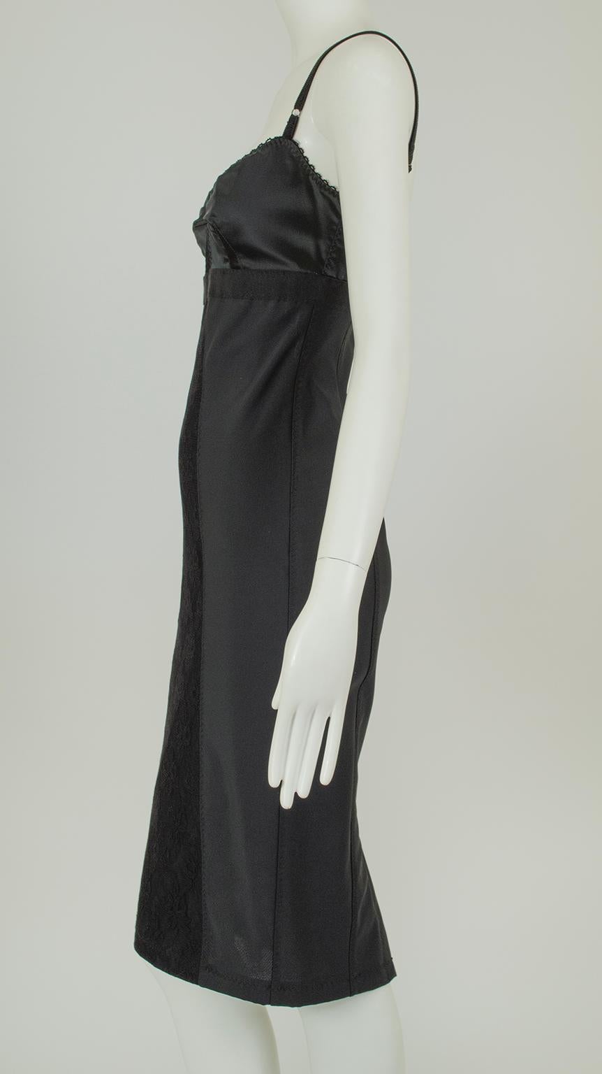 Schwarzes D&G Dolce & Gabbana Bodycon-Slipkleid mit Satin-BH - 40, 2001 im Angebot 2