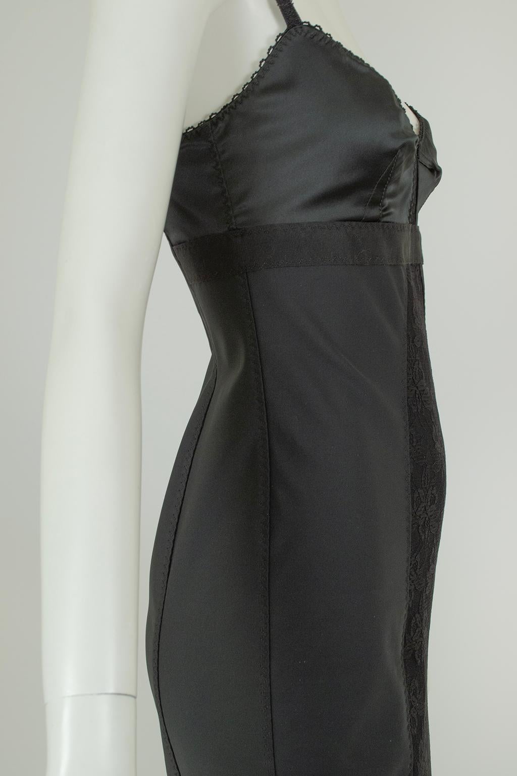Schwarzes D&G Dolce & Gabbana Bodycon-Slipkleid mit Satin-BH - 40, 2001 im Angebot 5