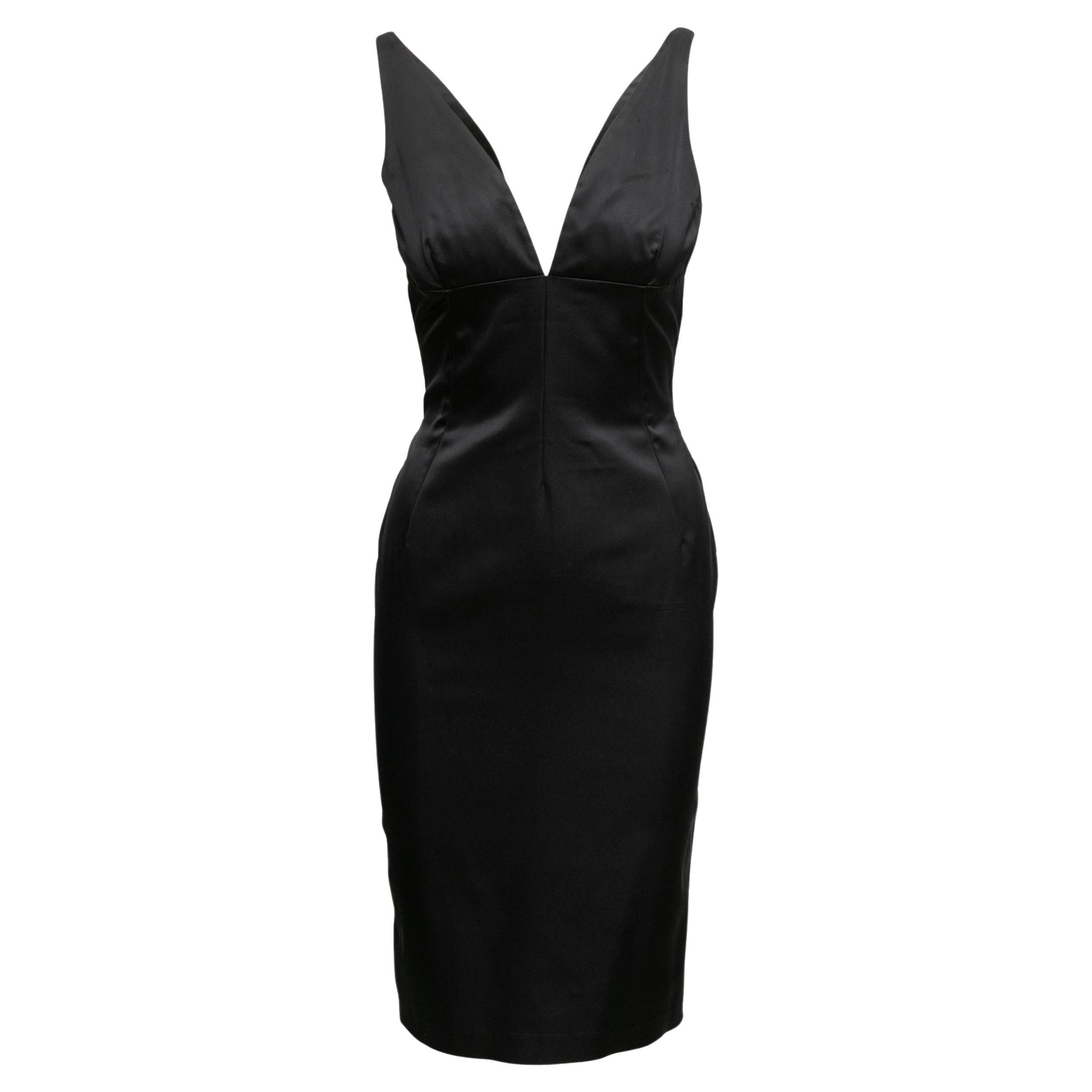 Vestido negro D&G con cuello en V y sin mangas Talla IT 42 en venta