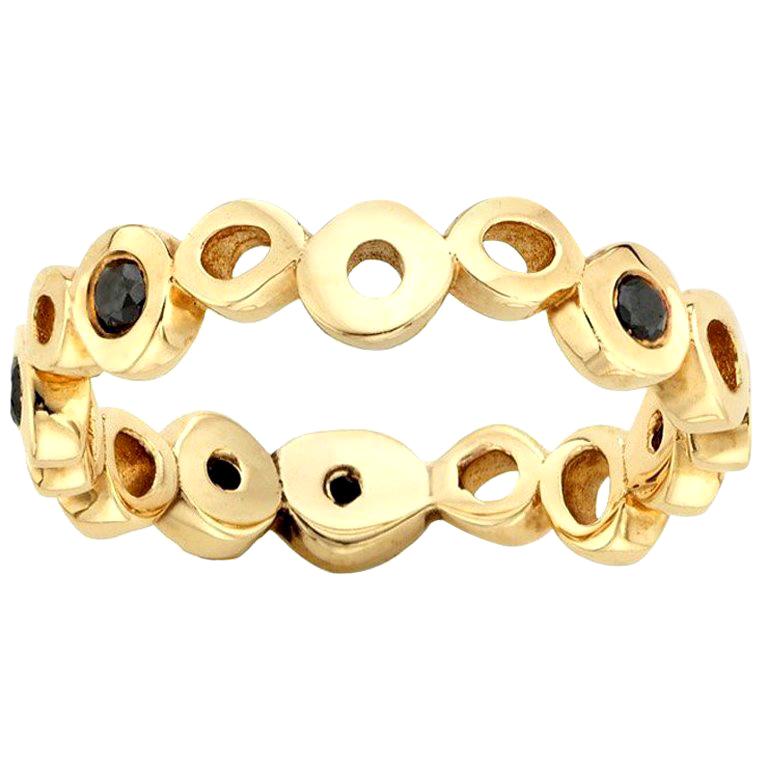 Black Diamond 0.30 Carat 14 Karat Yellow Gold Ring Band For Sale at 1stDibs