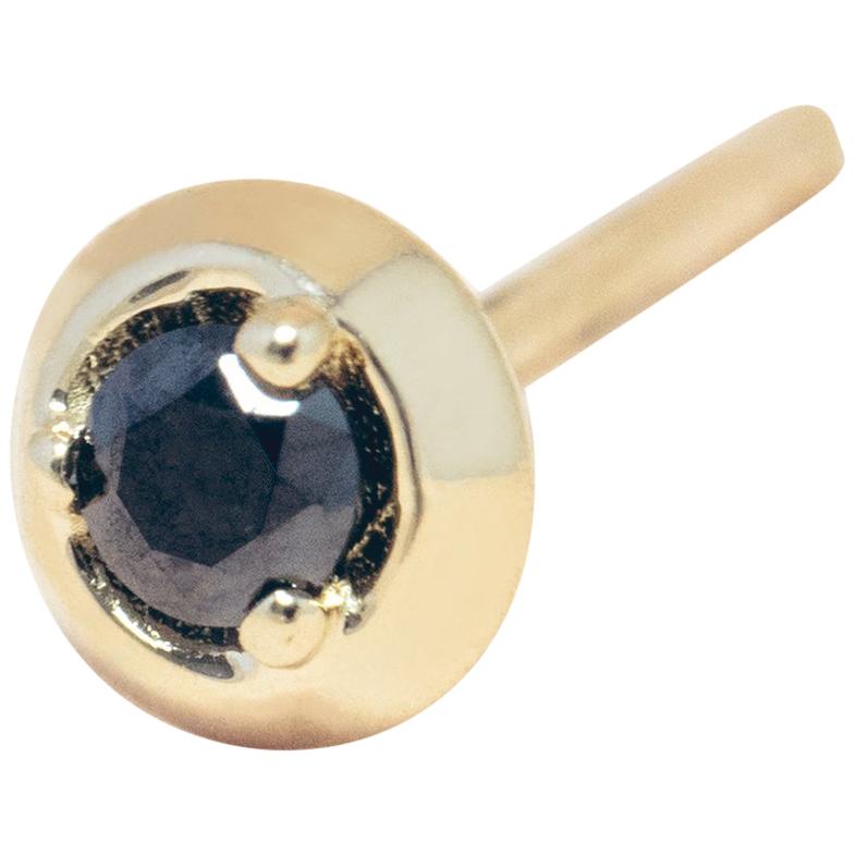Diamante Negro Oro 14 Kilates Formación Círculo Mini Stud