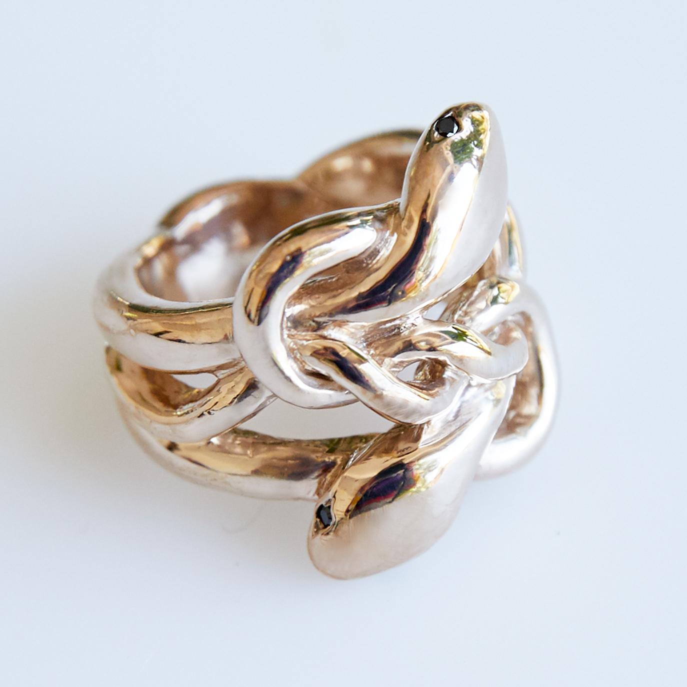 Black Diamond Gold Snake Ring Victorian Style Cocktail Ring J Dauphin
J DAUPHIN 