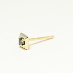 Black Diamond 14 Karat Gold Formation Square Mini Stud