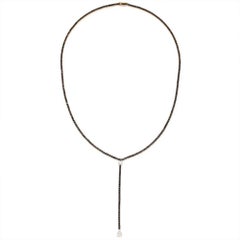 Black Diamond 14K (or 18k upon request) Yellow Gold Lariat Necklace
