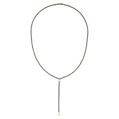 Black Diamond 14K (or 18k upon request) Yellow Gold Lariat Necklace