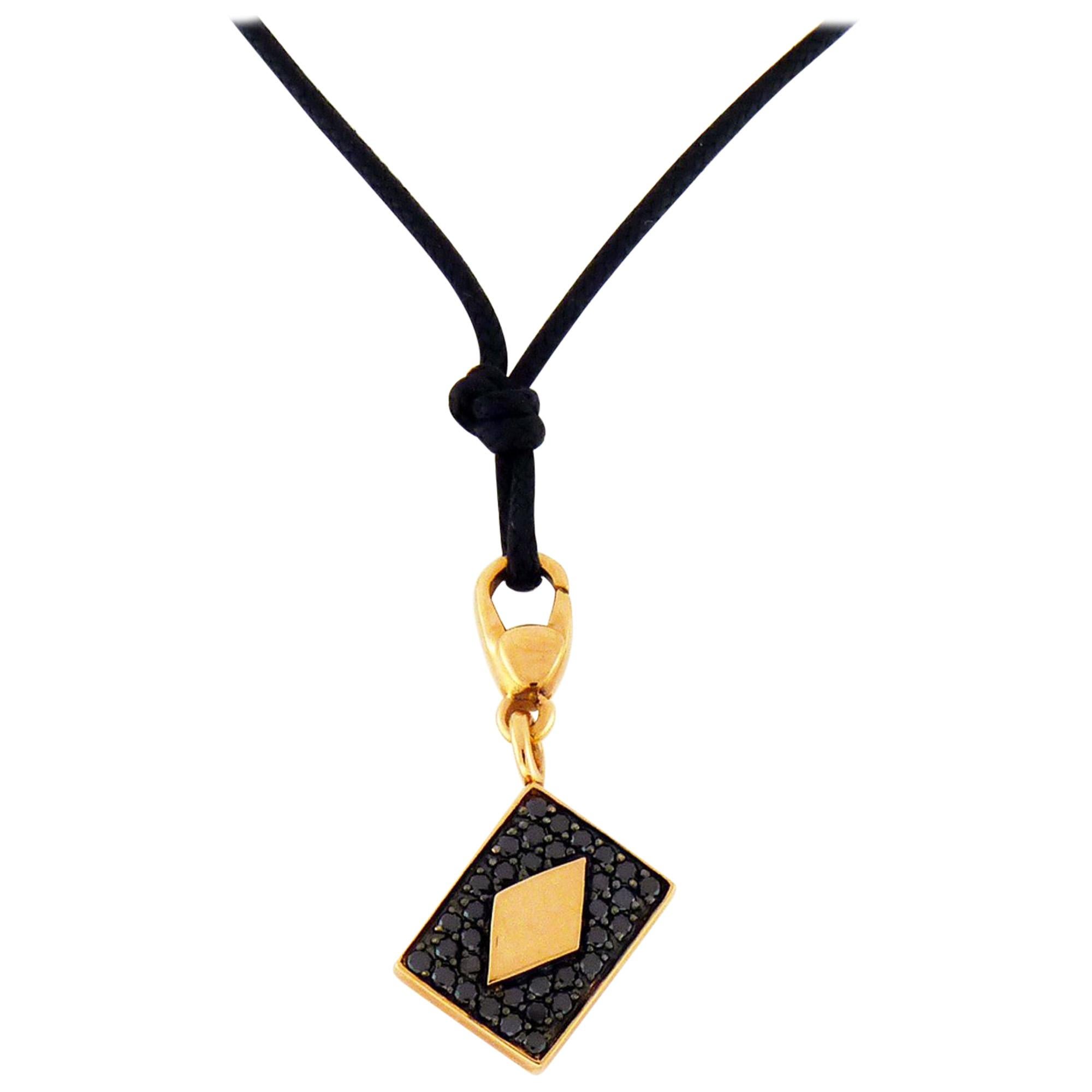 Crivelli Necklace with Four Black Diamond Card Pendants For Sale