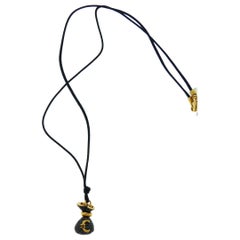 Black Diamond 18 Karat Yellow Gold "Money Bag" Pendant Necklace by Crivelli