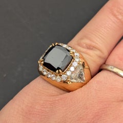 Black Diamond 18K Gold Trillion-Cut Diamond Ring