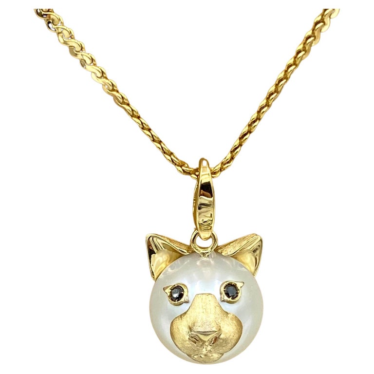 Black Diamond 18kt Australian Pearl Charm or Pendant Necklace Made in