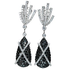 Vintage Black Diamond and Diamond Earrings